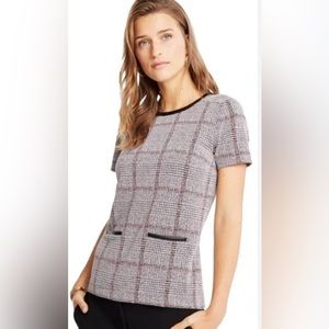 Anne Taylor Faux Leather and Plaid Shirt